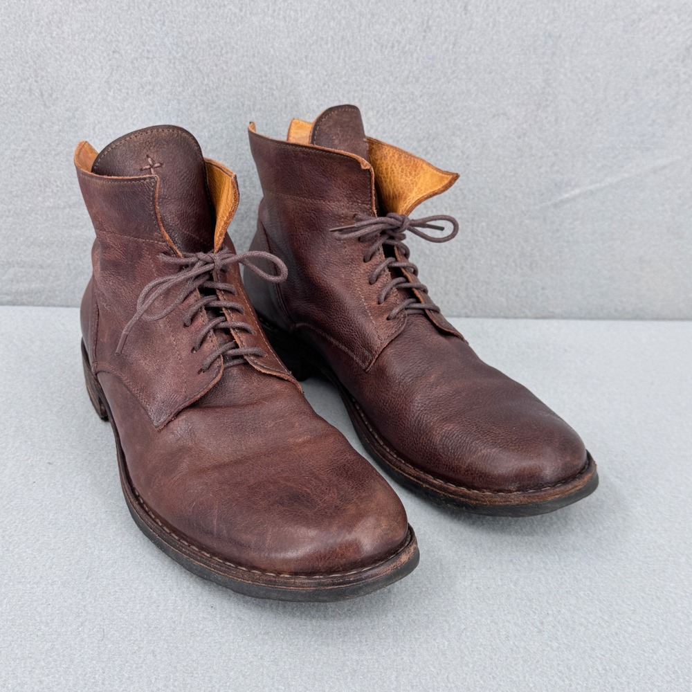 Fiorentini + Baker ETERNITY 745 Lace Up Boots Men 11  Brown Leather Italian Moto